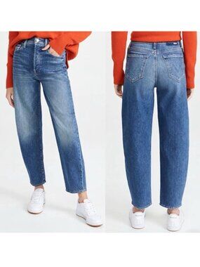 Mother The Curbside Balloon Ankle Jeans in Cowboys Don't Cry Wash Blue Womens 28